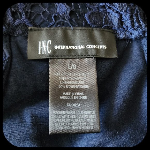 INC || Dark Blue Sleeveless Floral Lace Top (SIZE L) - Picture 5 of 5